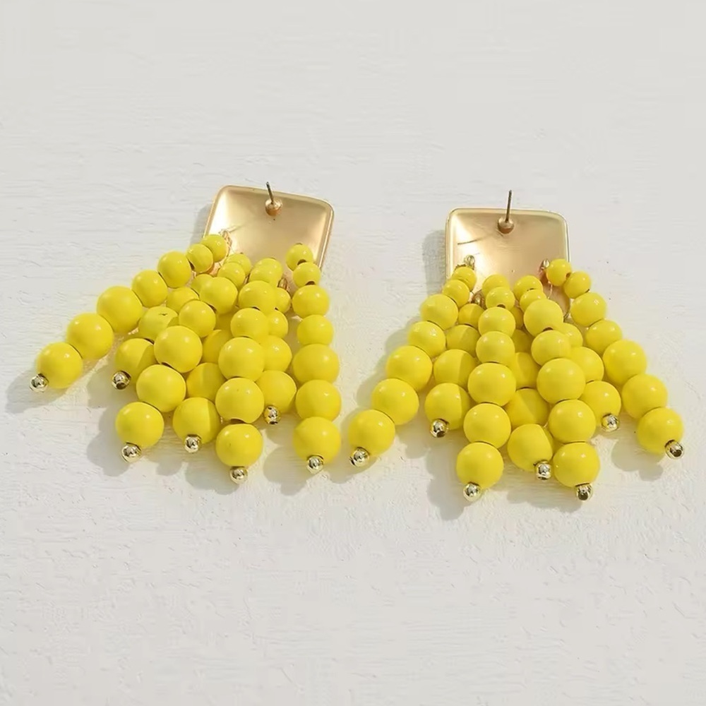 Zara Yellow Cascade Beaded Earrings - Picture 8 of 9